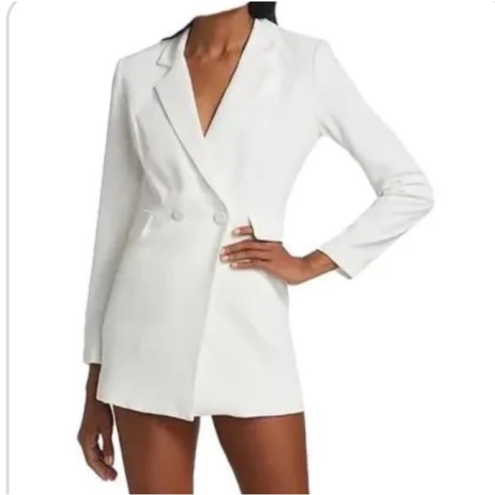 Alice & Olivia Tailored White Double-Breasted Blazer Dress / Romper